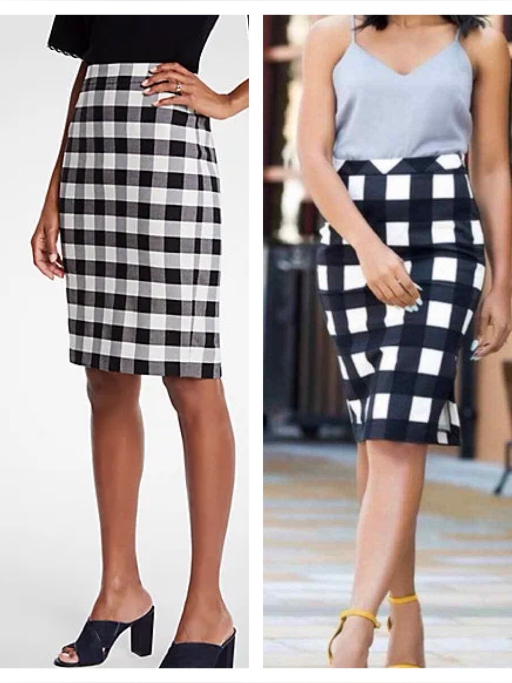 NWT LuLaRoe Cassie Navy Blue & White Checkered Knit Pencil Skirt - Picture 2 of 14